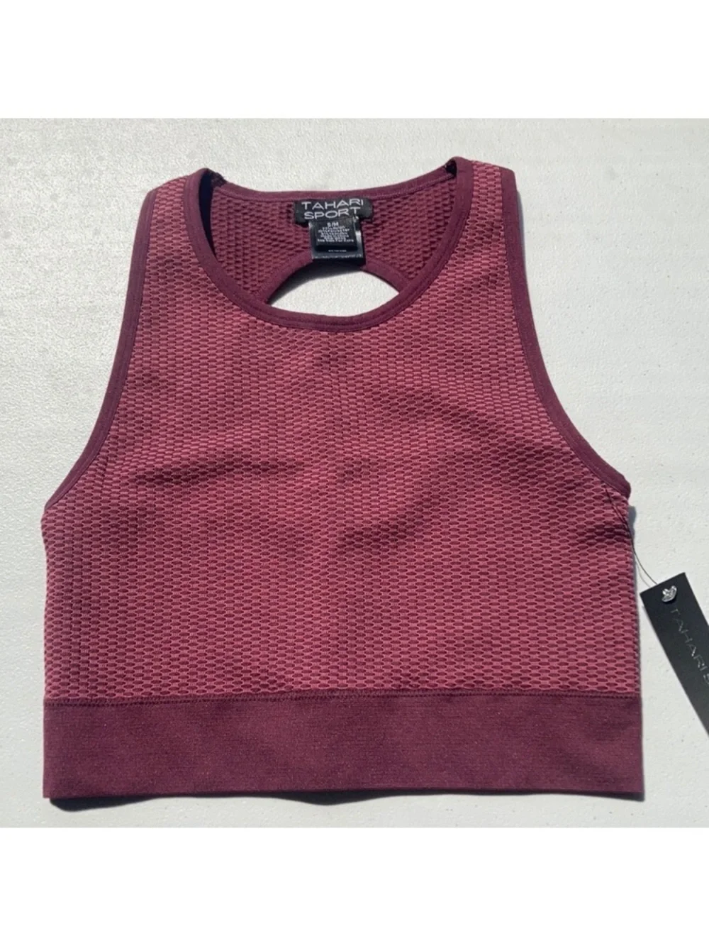 Tahari sport bubble knit keyhole sports bra top S / M